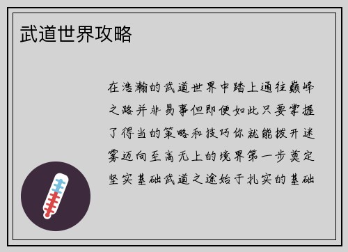 武道世界攻略